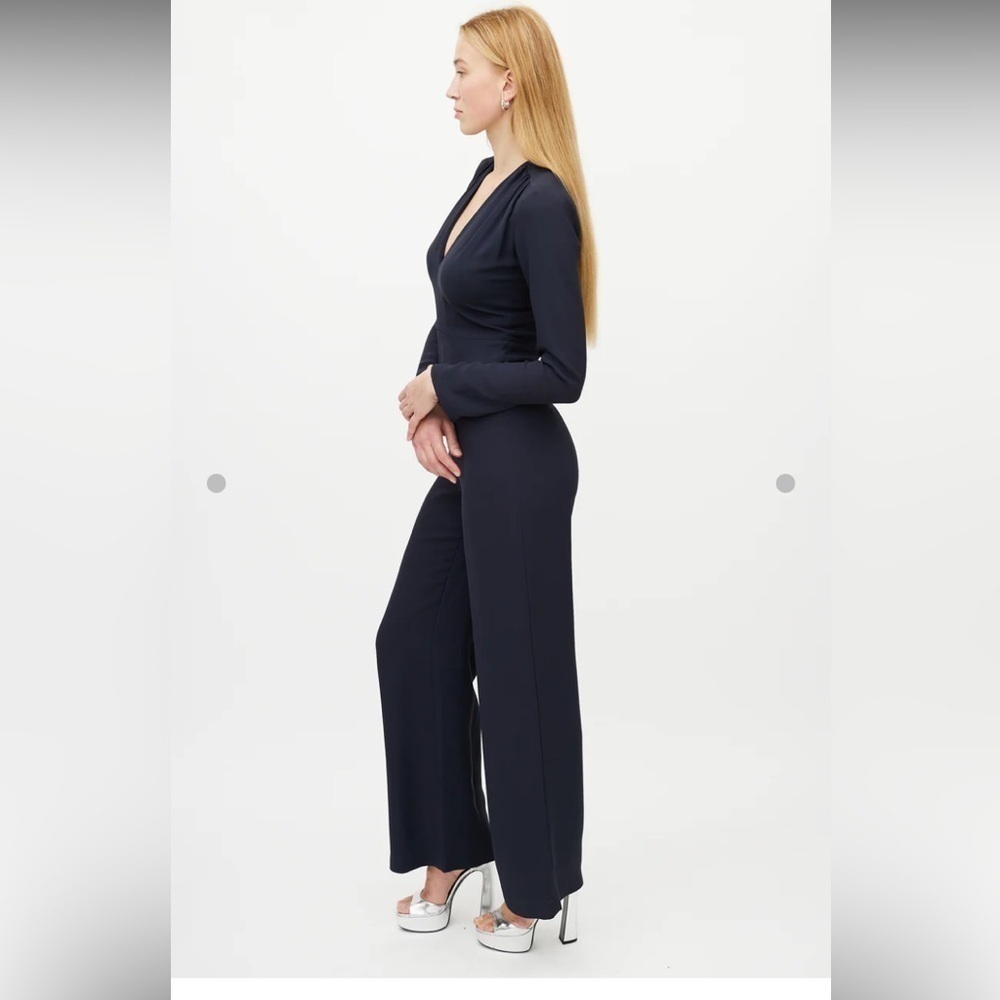 Stella McCartneyRotal Blue V-Neck Wide Leg Jumpsuit - Picture 5 of 14